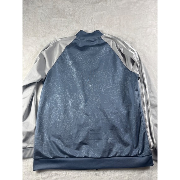 Adidas Embossed Print Track Jacket Full Zip Climalite Women's Blue Gray size XL - Picture 8 of 9